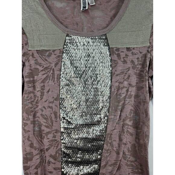 Vintage Y2K BKE Sequins Sheer Long Sleeve Shirt Top Metallic Women Med Pull Over - Picture 7 of 8